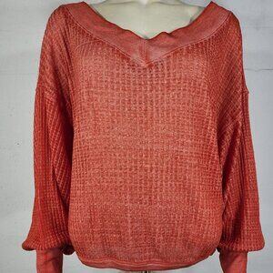 We the Free burnt orange textured slouchy long sleeve knit top ladies XS
